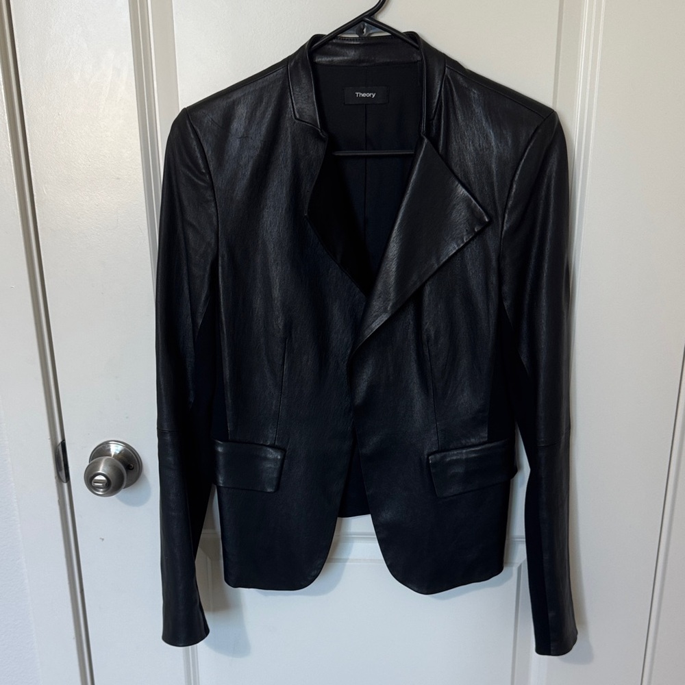 Theory Women's Black Leather Blazer